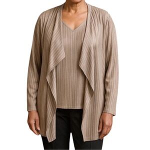 Chico’s 2- piece Set Ribbed Metallic Cardigan & Tank  Office Fall Winter 16/18